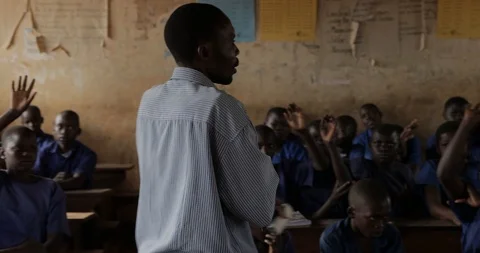 Teacher with students Classroom school students during a class in lira, Uganda Stock Footage 109493722