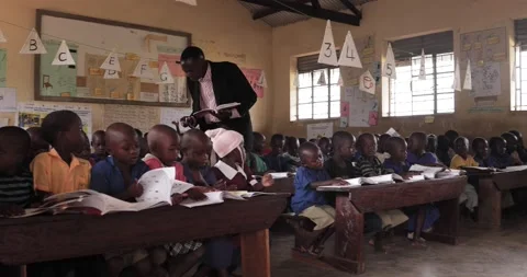 Teacher with students Classroom school students during a class in lira, Uganda Stock Footage 146489724