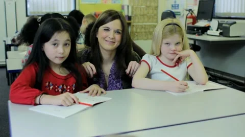 Teacher with students Stock Footage 22637478