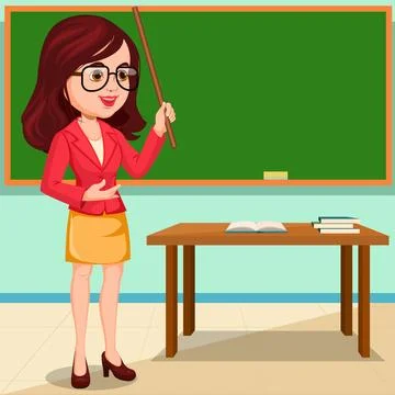 Teacher talking with students Stock Illustration