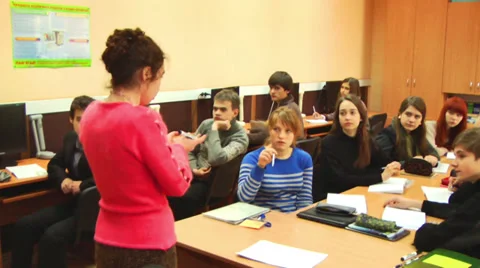 Teacher Teaches Students 1 Stock Footage 34523073