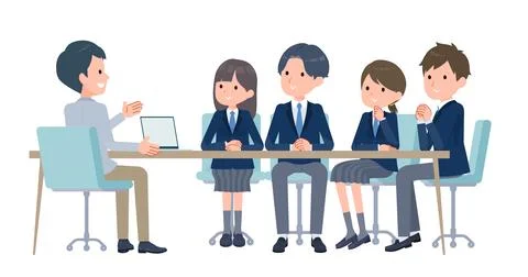 Teacher teaching a class to a group of students Stock Illustration