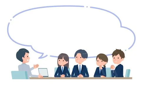 Teacher teaching a class to a group of students with speech bubble Stock Illustration