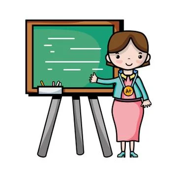 Teacher teaching class lesson in the backcoard Stock Illustration