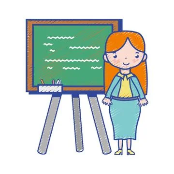Teacher teaching class lesson in the backcoard Stock Illustration