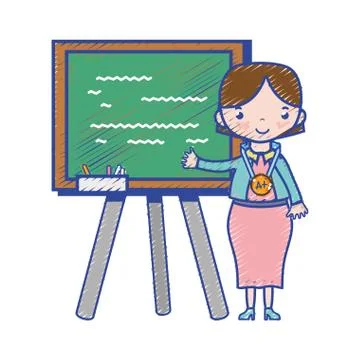 Teacher teaching class lesson in the backcoard Stock Illustration