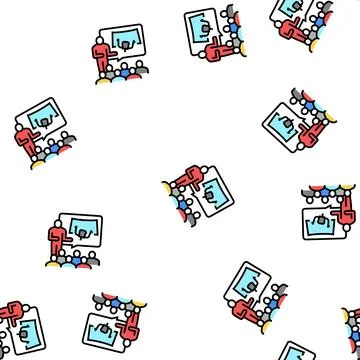 Teacher teaching in flight school vector seamless pattern Stock Illustration