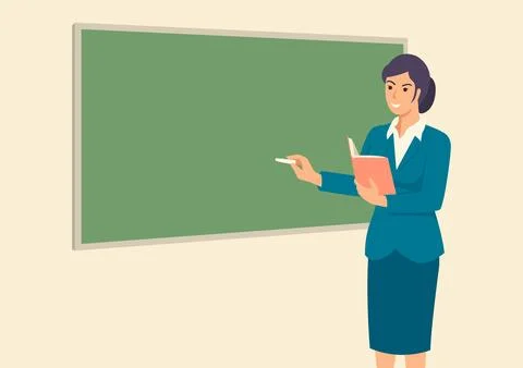 Teacher teaching in front of the class room Stock Illustration