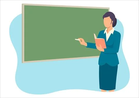Teacher teaching in front of the class room Stock Illustration