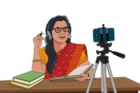Teacher Teaching Online Illustrazione stock