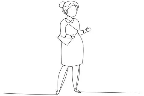 A teacher teaching while holding a book Stock Illustration
