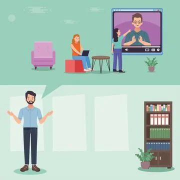 Teacher thinking in elearning 스톡 일러스트
