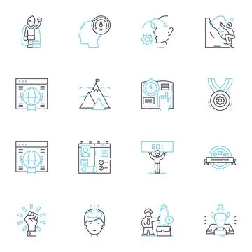 Teacher Training linear icons set. Pedagogy, Classroom, Curriculum, Lesson Stock Illustration