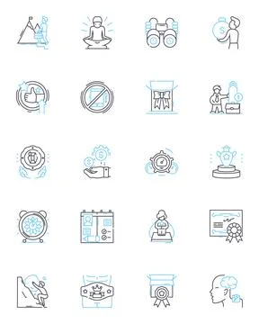 Teacher Training linear icons set. Pedagogy, Classroom, Curriculum, Lesson Stock Illustration
