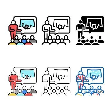 Teacher types teaching in flight school color icon vector Stock Illustration