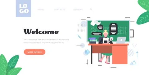 Teacher using mobile chatting app social network chat bubble communication co Stock Illustration