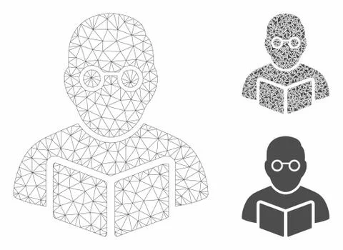 Teacher Vector Mesh 2D Model and Triangle Mosaic Icon Stock Illustration