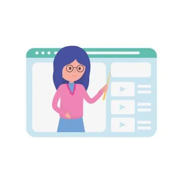 Teacher video website tutorial education learning online Stock Illustration