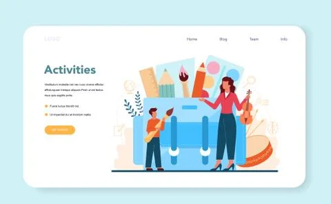 Teacher web banner or landing page. Profesor planning イラスト素材