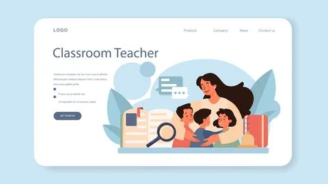 Teacher web banner or landing page. Profesor standing Stock Illustration