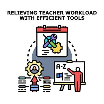 Teacher workload management using efficient tool concept Stock Illustration