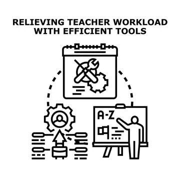 Teacher workload management using efficient tool concept Stock Illustration