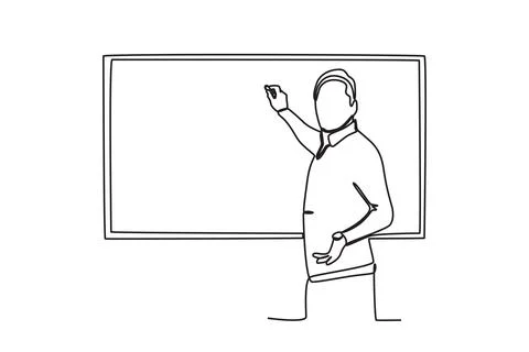 A teacher writes on a chalkboard Stock Illustration