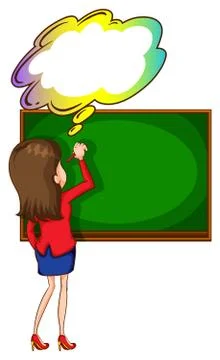 A teacher writing at the board with an empty thought 스톡 일러스트
