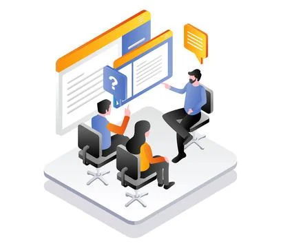 Teachers and students learn in class Stock Illustration