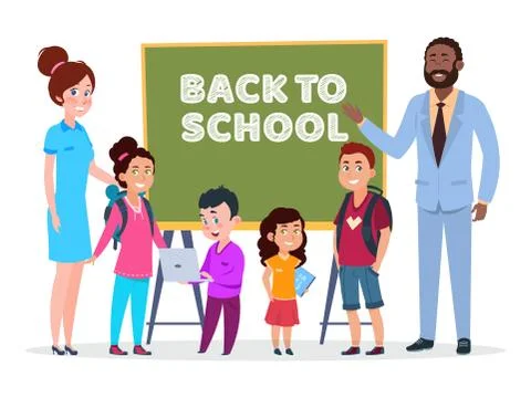 Teachers and students vector. Back to school illustration Иллюстрация