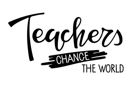 Teachers change the world text. Vector Hand drawn calligraphy lettering Illustrazione stock
