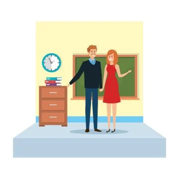 Teachers couple in school classroom Stock Illustration