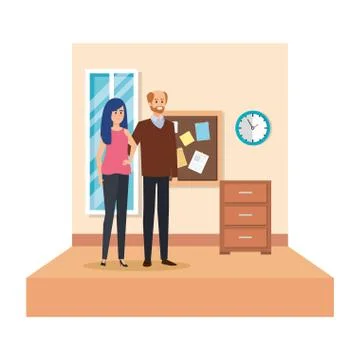 Teachers couple in school classroom Stock Illustration