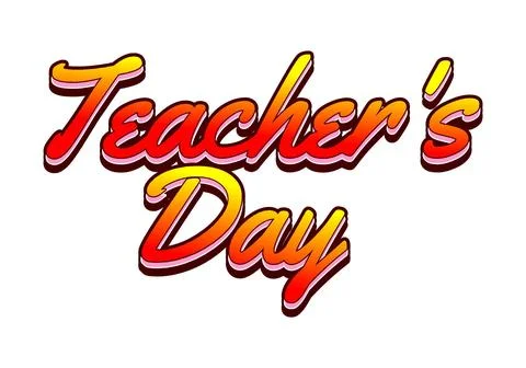 Teachers day. Text effect in 3D look with eye catching colors 스톡 일러스트