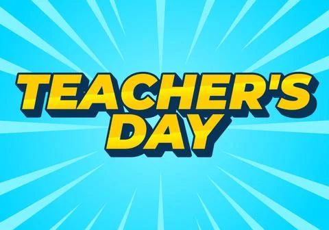 Teachers day. Text effect in 3D look with eye catching colors 스톡 일러스트