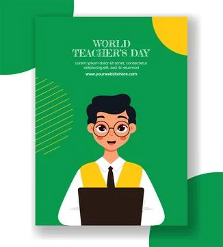 Teacher's Day Vertical Poster Flat Cartoon Hand Drawn Templates Background .. Stock Illustration