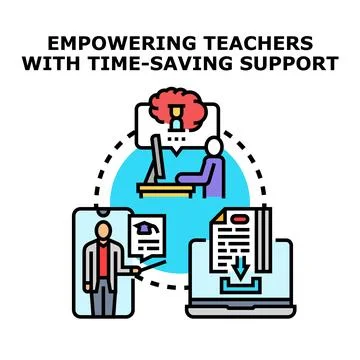 Teachers empowering concept with time saving support Stock Illustration