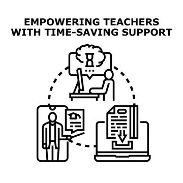 Teachers empowering concept with time saving support Stock Illustration