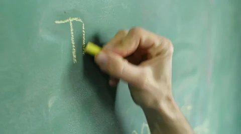 Teacher's hand writing on chalkboard Stock Footage