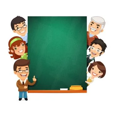 Teachers Presenting Empty Chalkboard Stock Illustration