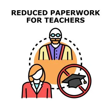 Teachers reducing academic paperwork and bureaucratic burden concept Stock Illustration