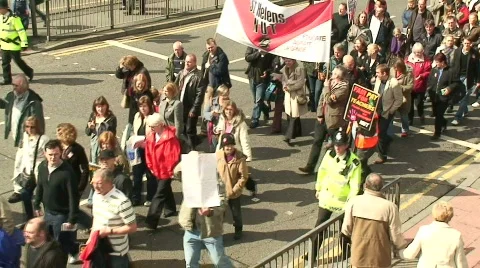Teachers strike demonstration 스톡 동영상 135484