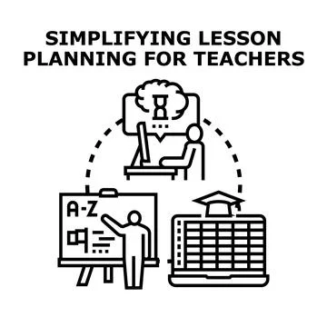 Teachers using technology for lesson planning and education Stock Illustration