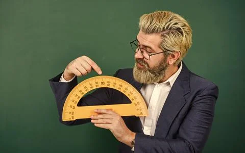 Teaching about angles. Mathematics and people concept. Mathematics favorite Stock Photos