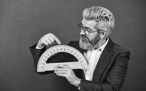 Teaching about angles. Mathematics and people concept. Mathematics favorite Stock Photos