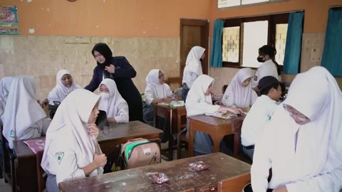 Teaching and learning process activities in the classroom. Stock Footage 253370496