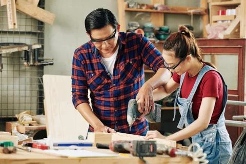 Teaching apprentice drilling Stock Photos