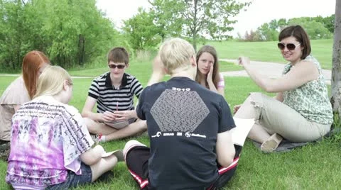 Teaching class outside outdoors Video stock 11579183