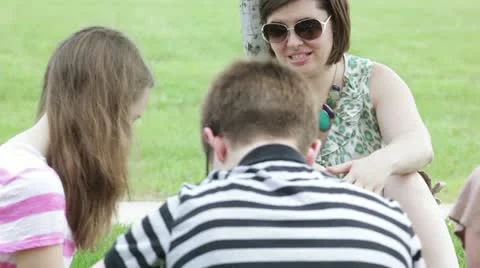 Teaching class outside outdoors Video stock 11840588