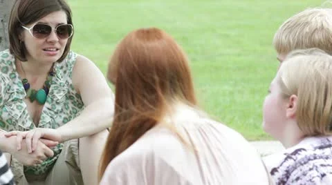 Teaching class outside outdoors Video stock 11952391